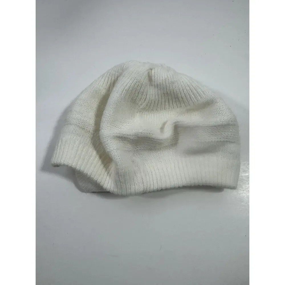 Vintage Baby Hats Caps English Tams Knit White Newborn-12 Mos